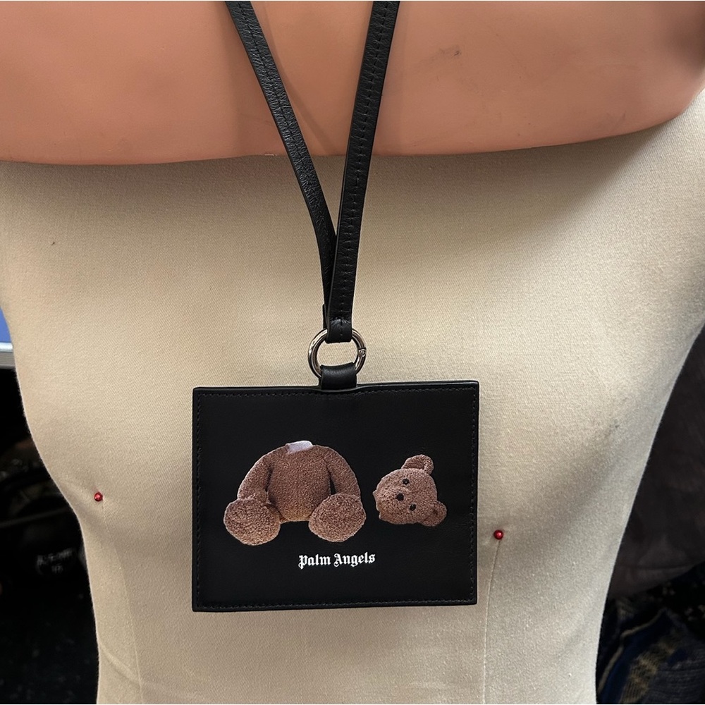 Palm Angels Black and Brown Bear Card Holder